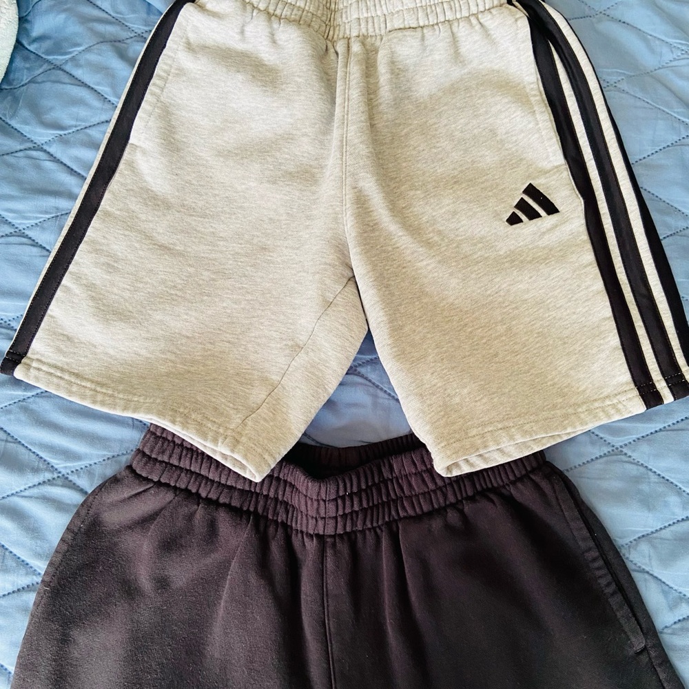 Adidas Kids' Gray Shorts with Black Stripes